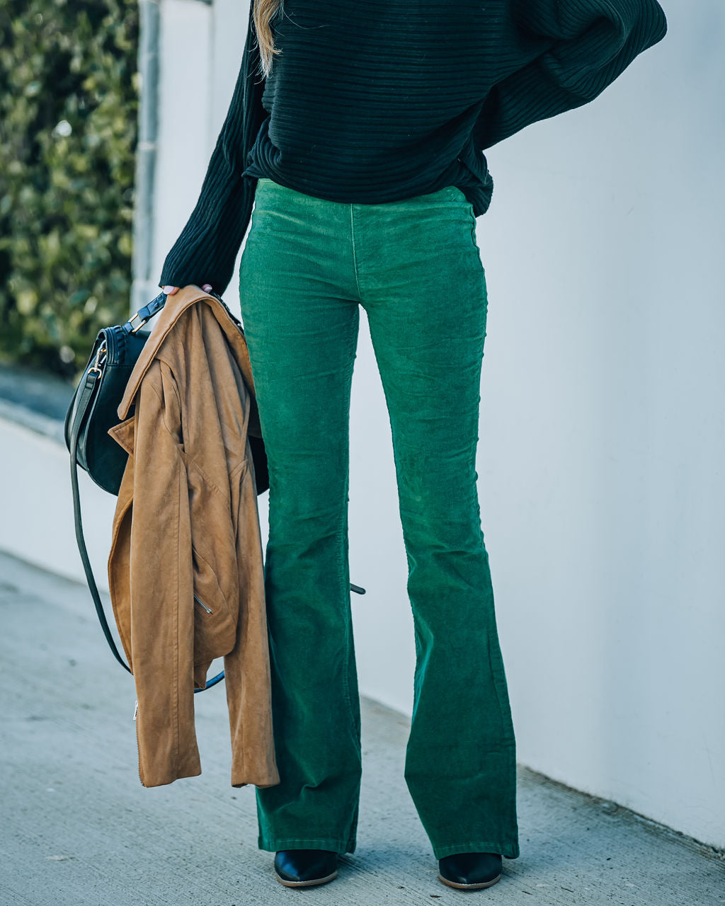 Sophie High Rise Bell Bottom Corduroy Pants - Green - FINAL SALE Ins Street