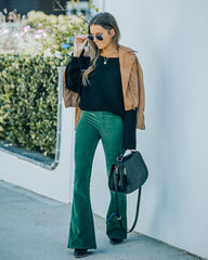 Sophie High Rise Bell Bottom Corduroy Pants - Green - FINAL SALE Ins Street