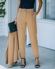 Long Shot Pocketed High Rise Trousers - Camel Ins Street