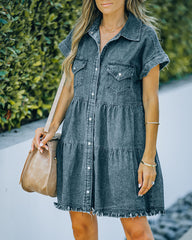 Madden Button Down Denim Shirt Dress Ins Street