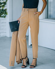 Long Shot Pocketed High Rise Trousers - Camel Ins Street