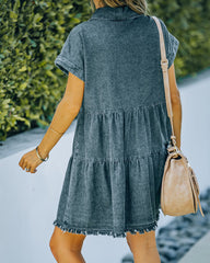 Madden Button Down Denim Shirt Dress Ins Street