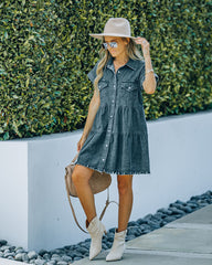 Madden Button Down Denim Shirt Dress Ins Street