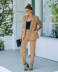 Long Shot Pocketed High Rise Trousers - Camel Ins Street