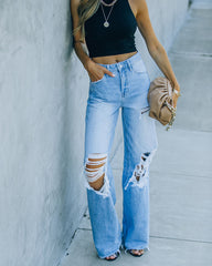 Zaya High Rise Distressed Denim Ins Street