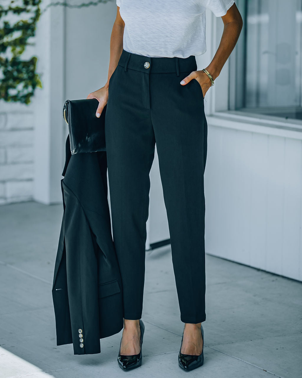 Long Shot Pocketed High Rise Trousers - Black Ins Street