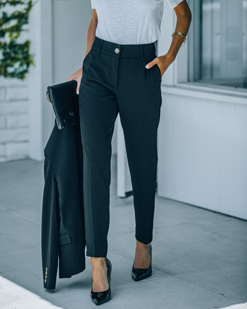 Long Shot Pocketed High Rise Trousers - Black Ins Street