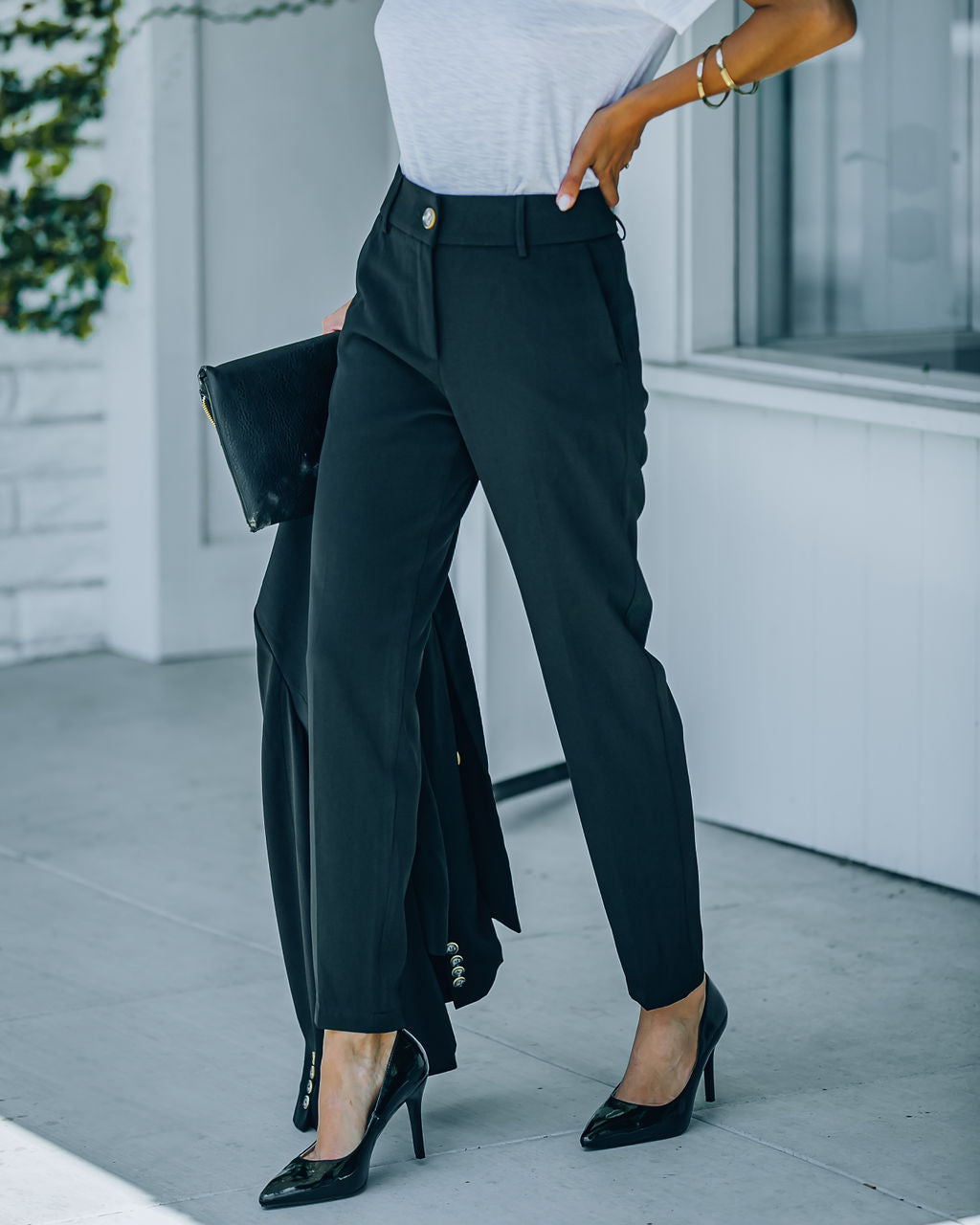 Long Shot Pocketed High Rise Trousers - Black Ins Street