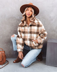 Forever Plaid Pocketed Teddy Jacket Ins Street