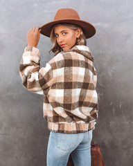 Forever Plaid Pocketed Teddy Jacket Ins Street