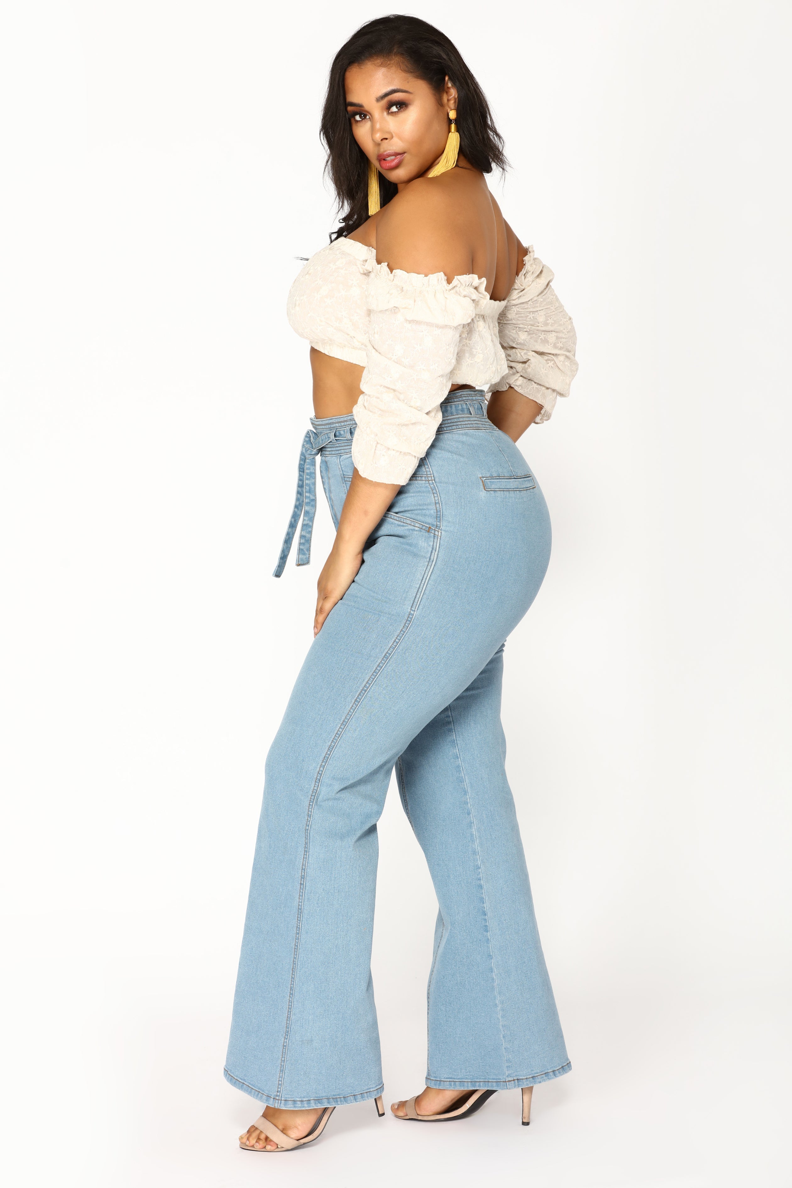 Feel the Funk Bell Bottom Jeans - Medium Blue Wash Ins Street