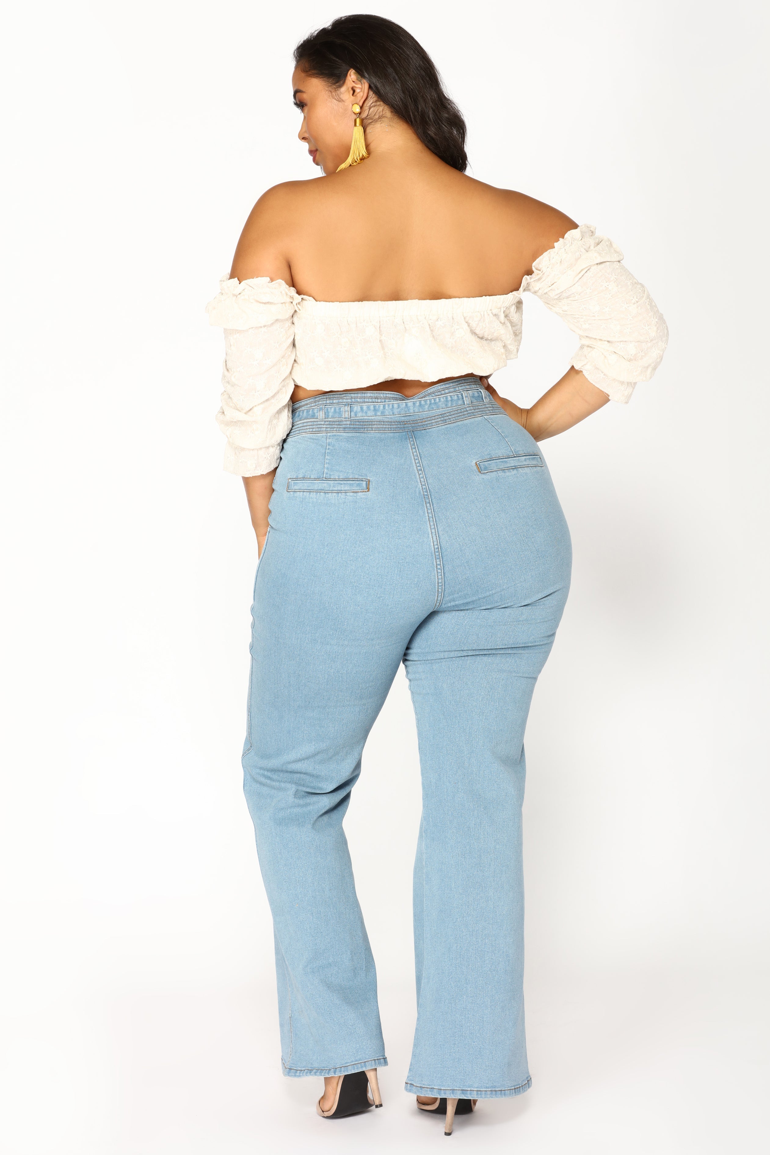 Feel the Funk Bell Bottom Jeans - Medium Blue Wash Ins Street