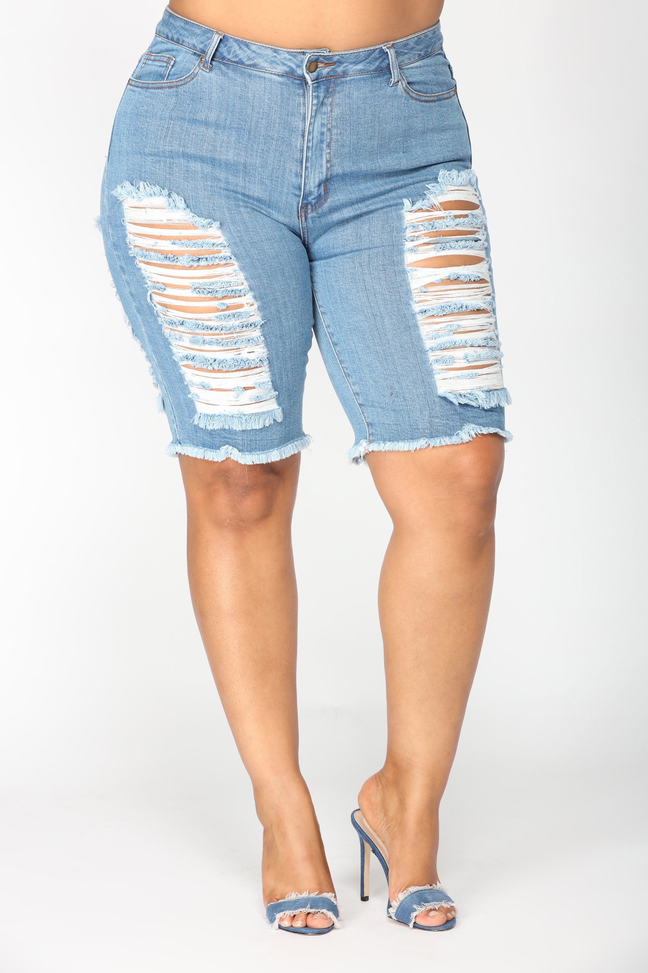 Wave Crasher Bermuda Shorts - Medium Blue Wash Ins Street