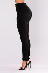 No Promises Distressed Skinny Jeans - Black Ins Street