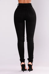 No Promises Distressed Skinny Jeans - Black Ins Street