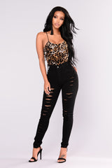 No Promises Distressed Skinny Jeans - Black Ins Street