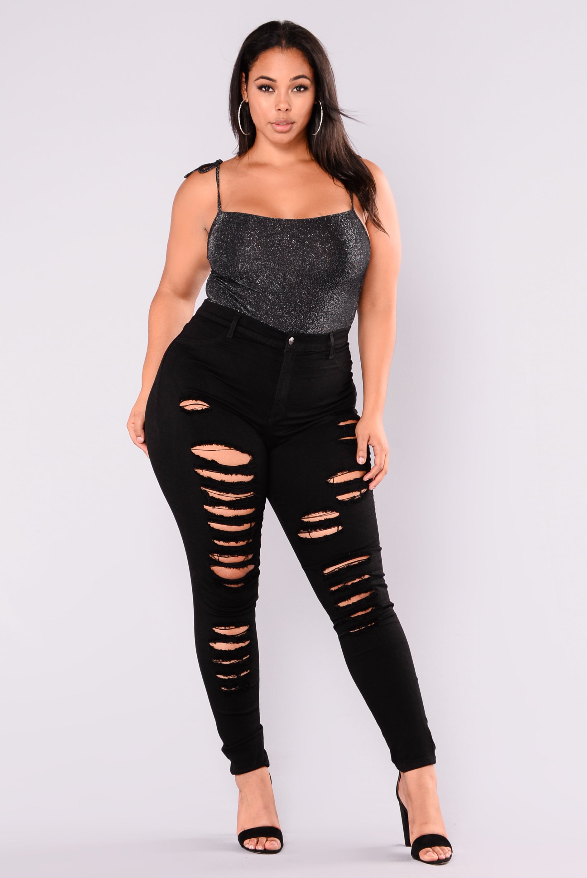 No Promises Distressed Skinny Jeans - Black Ins Street