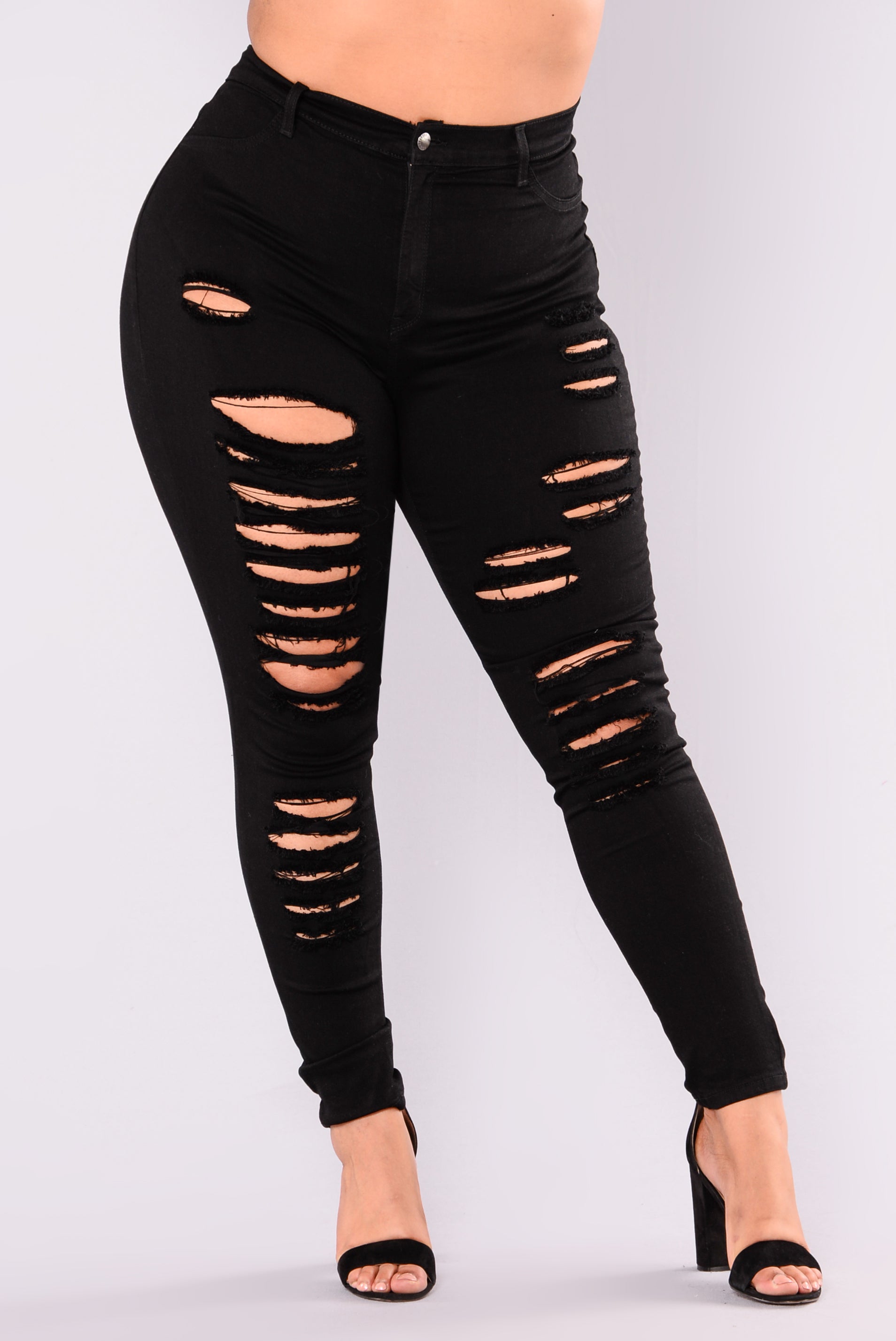 No Promises Distressed Skinny Jeans - Black Ins Street