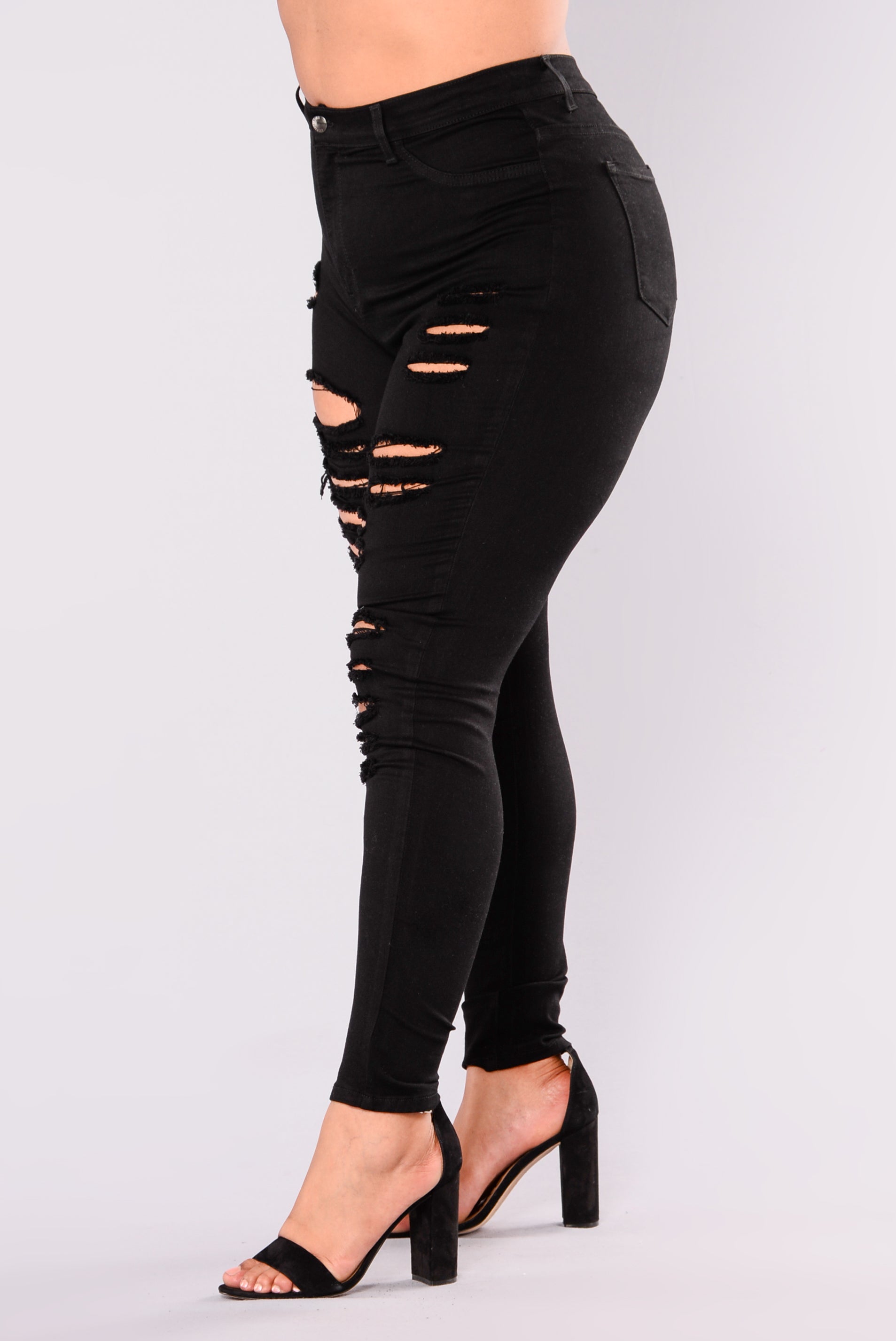 No Promises Distressed Skinny Jeans - Black Ins Street