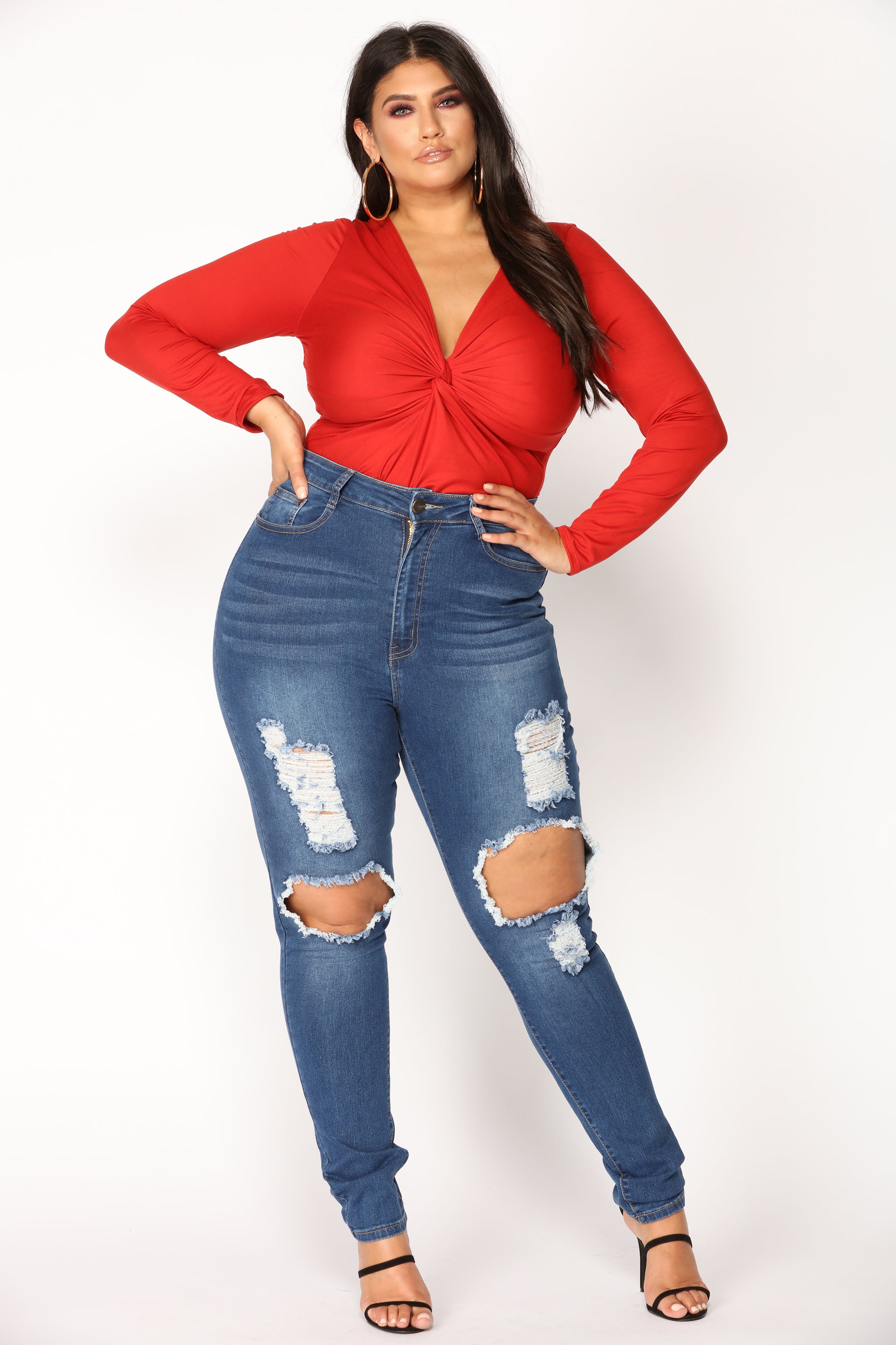San Antonio Distressed Jeans - Medium Blue Ins Street