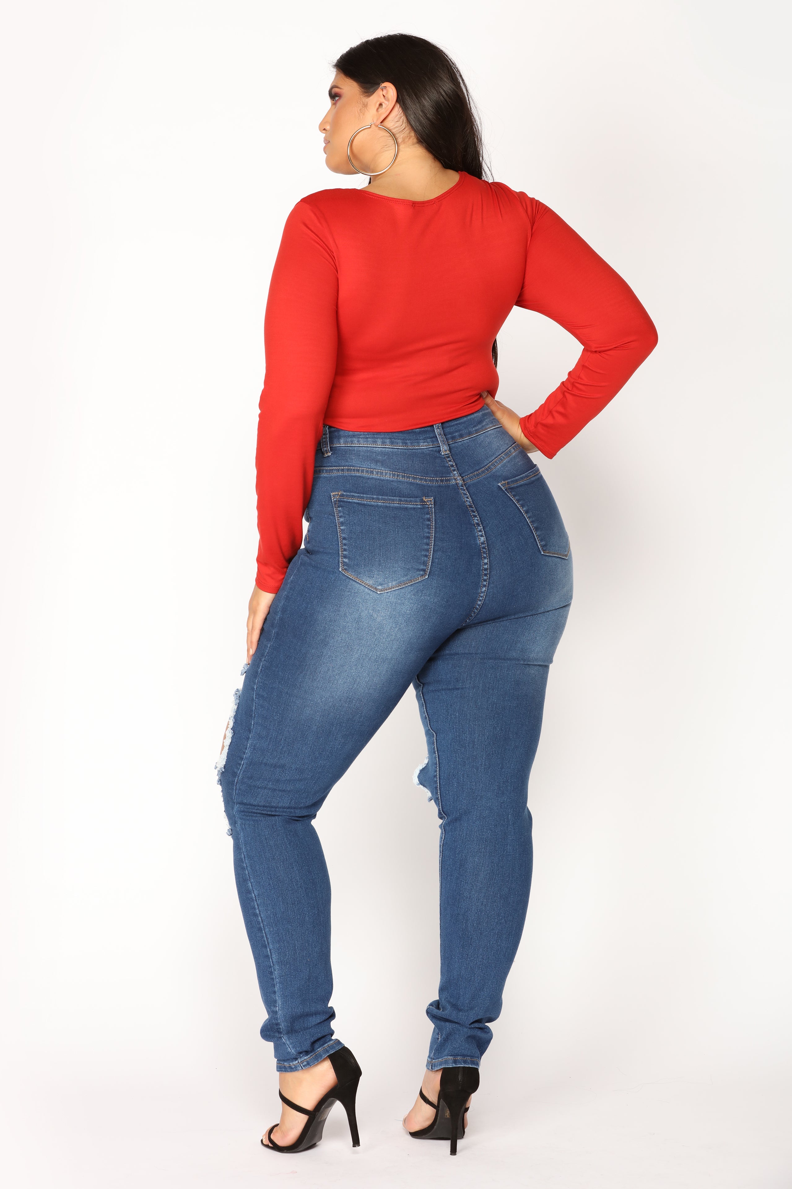 San Antonio Distressed Jeans - Medium Blue Ins Street