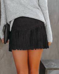 Fearless Faux Suede Fringe Mini Skirt Ins Street