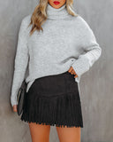 Fearless Faux Suede Fringe Mini Skirt
