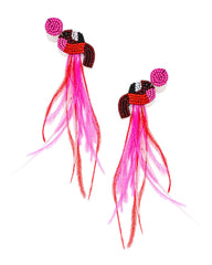 Feather Drop Beaded Earrings Ins Street