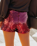 Festive Flair Sequin High Rise Shorts - Burgundy Ins Street