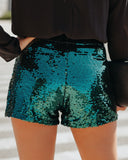 Festive Flair Sequin High Rise Shorts - Teal Ins Street