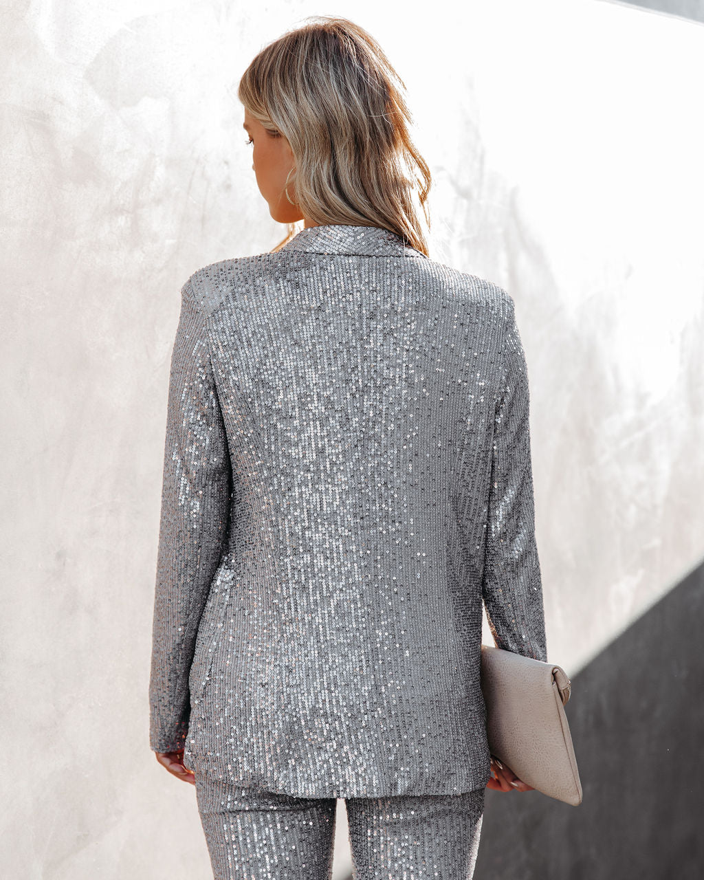 Festive Flair Pocketed Sequin Blazer - Silver Ins Street