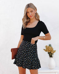 Filipa Floral Mini Skirt - Black Ins Street