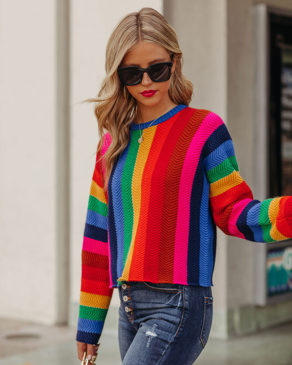 Fill With Colors Striped Knit Sweater Ins Street