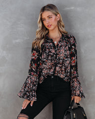 Find Love Again Floral Bell Sleeve Blouse Ins Street