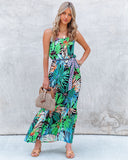 Find Paradise Palm Print Maxi Dress Ins Street