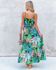 Find Paradise Palm Print Maxi Dress Ins Street