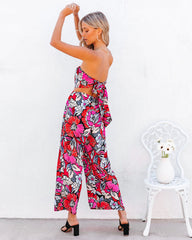 Fine Tune Floral Strapless Cutout Jumpsuit Ins Street