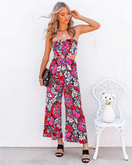 Fine Tune Floral Strapless Cutout Jumpsuit Ins Street