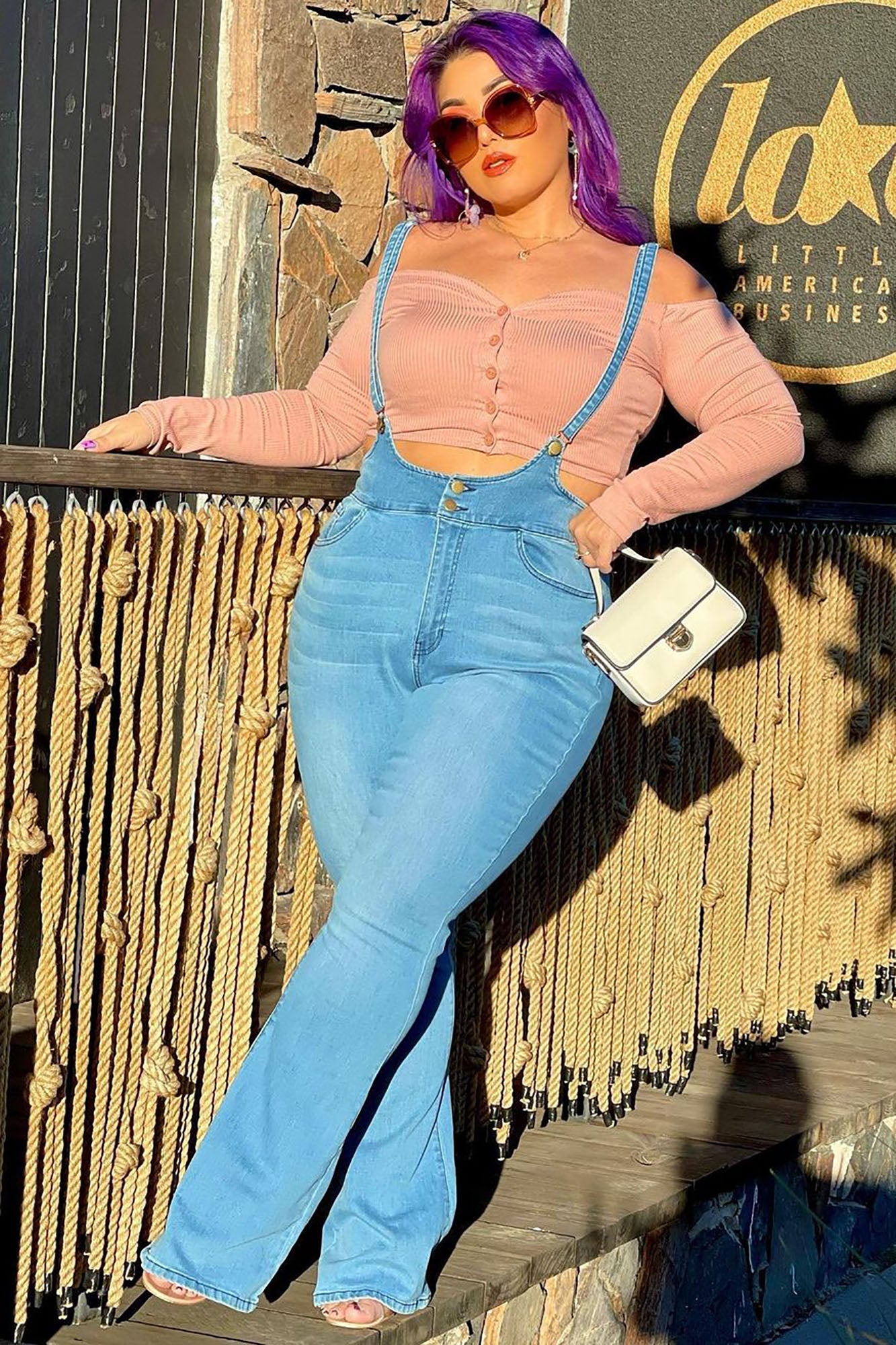 Flare To Join Me Denim Overalls - Light Blue Wash Ins Street