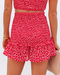 Forever After All Floral Smocked Skort - Red Ins Street