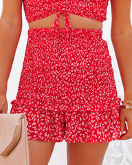 Forever After All Floral Smocked Skort - Red Ins Street