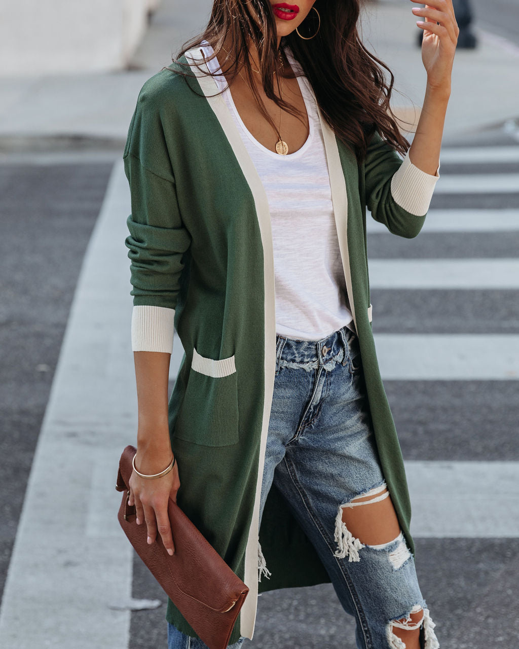 Franklyn Pocketed Knit Cardigan - Hunter Green Ins Street