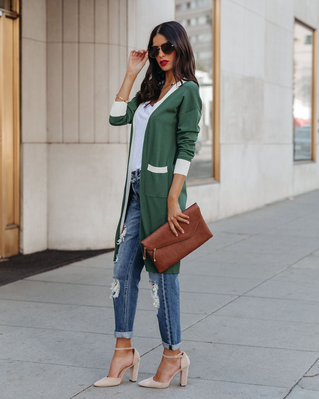 Franklyn Pocketed Knit Cardigan - Hunter Green Ins Street