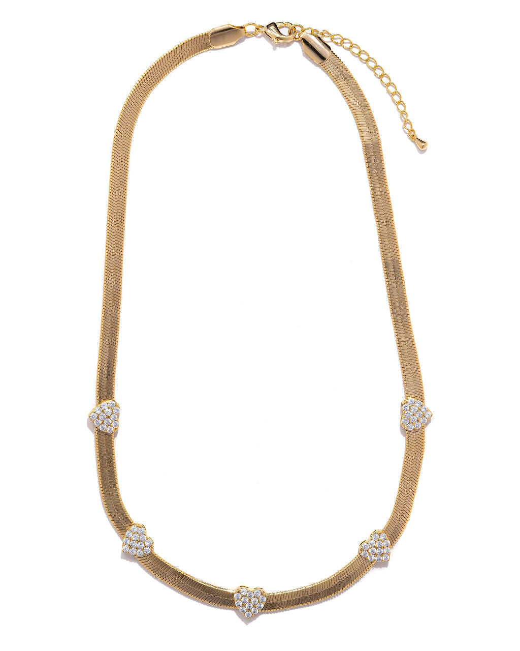 From The Heart Pave Herringbone Necklace Ins Street