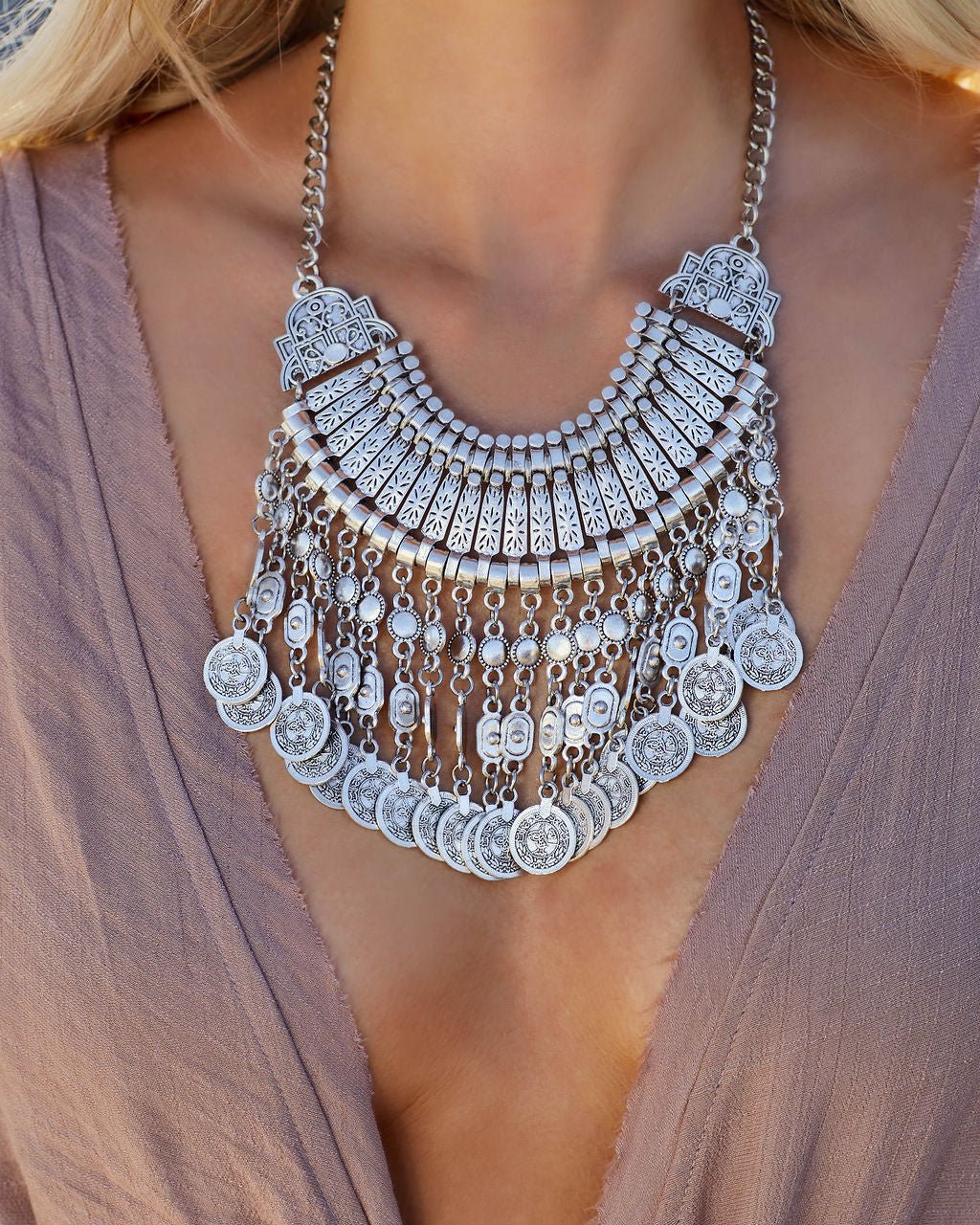 Gypsy Queen Coin Necklace - Silver Ins Street