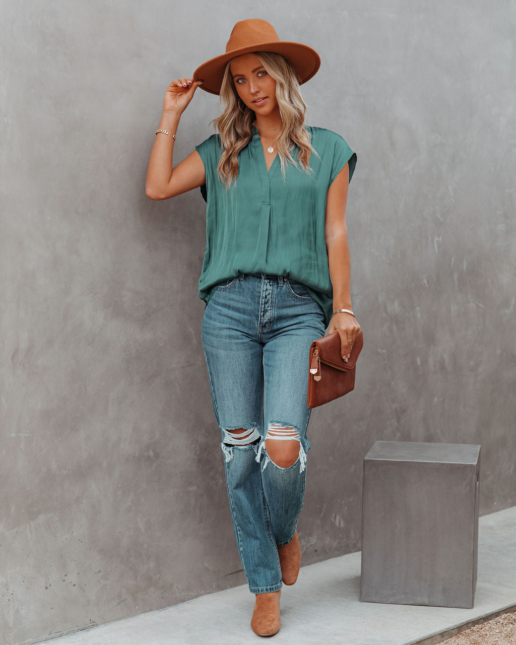 Girona Satin Blouse - Hunter Green Ins Street