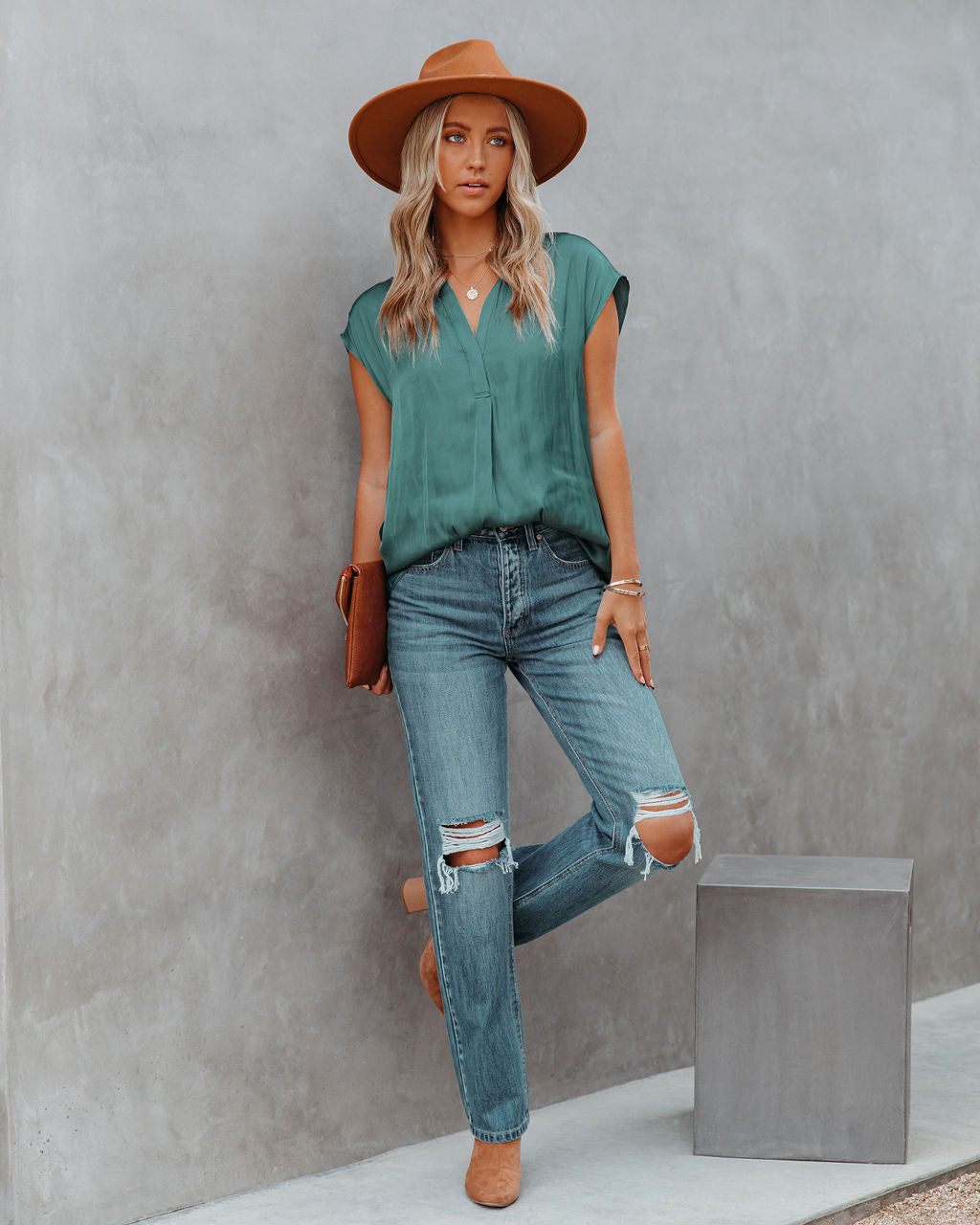 Girona Satin Blouse - Hunter Green Ins Street