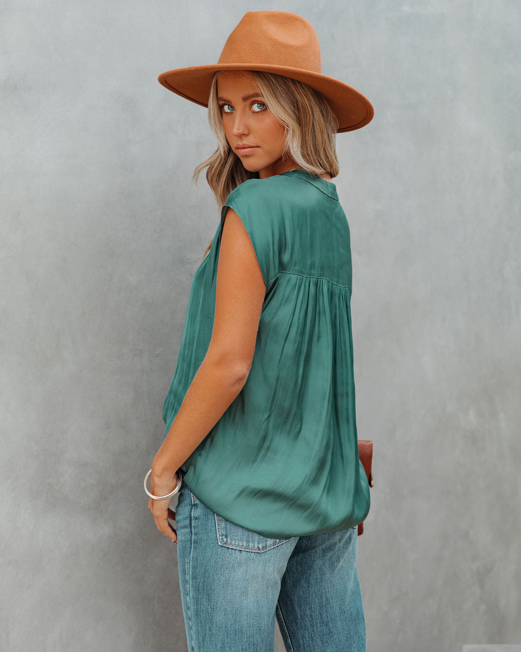 Girona Satin Blouse - Hunter Green Ins Street