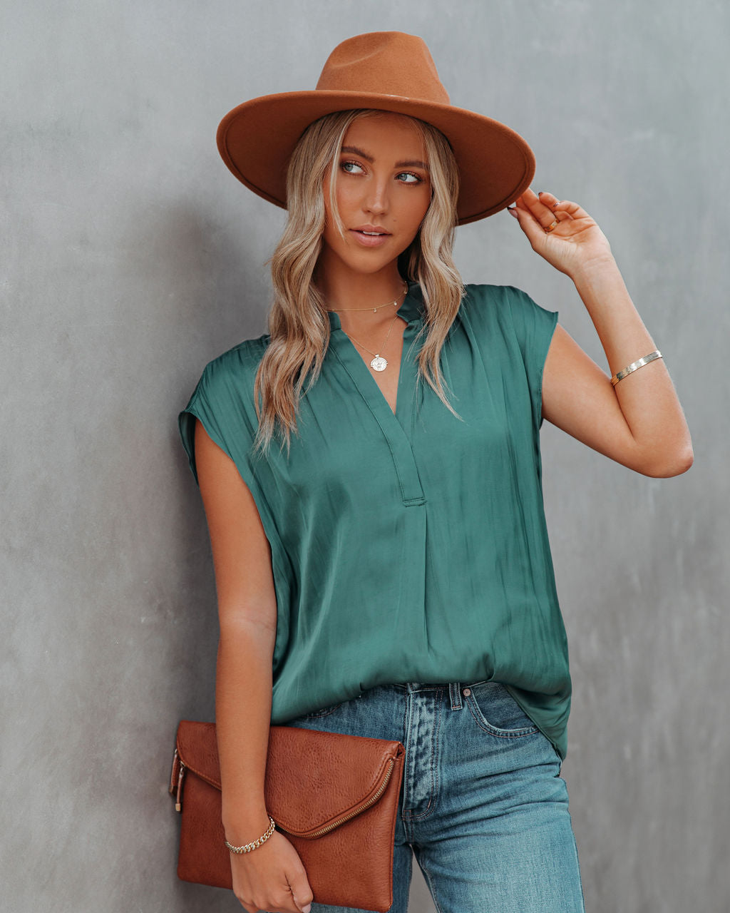 Girona Satin Blouse - Hunter Green Ins Street