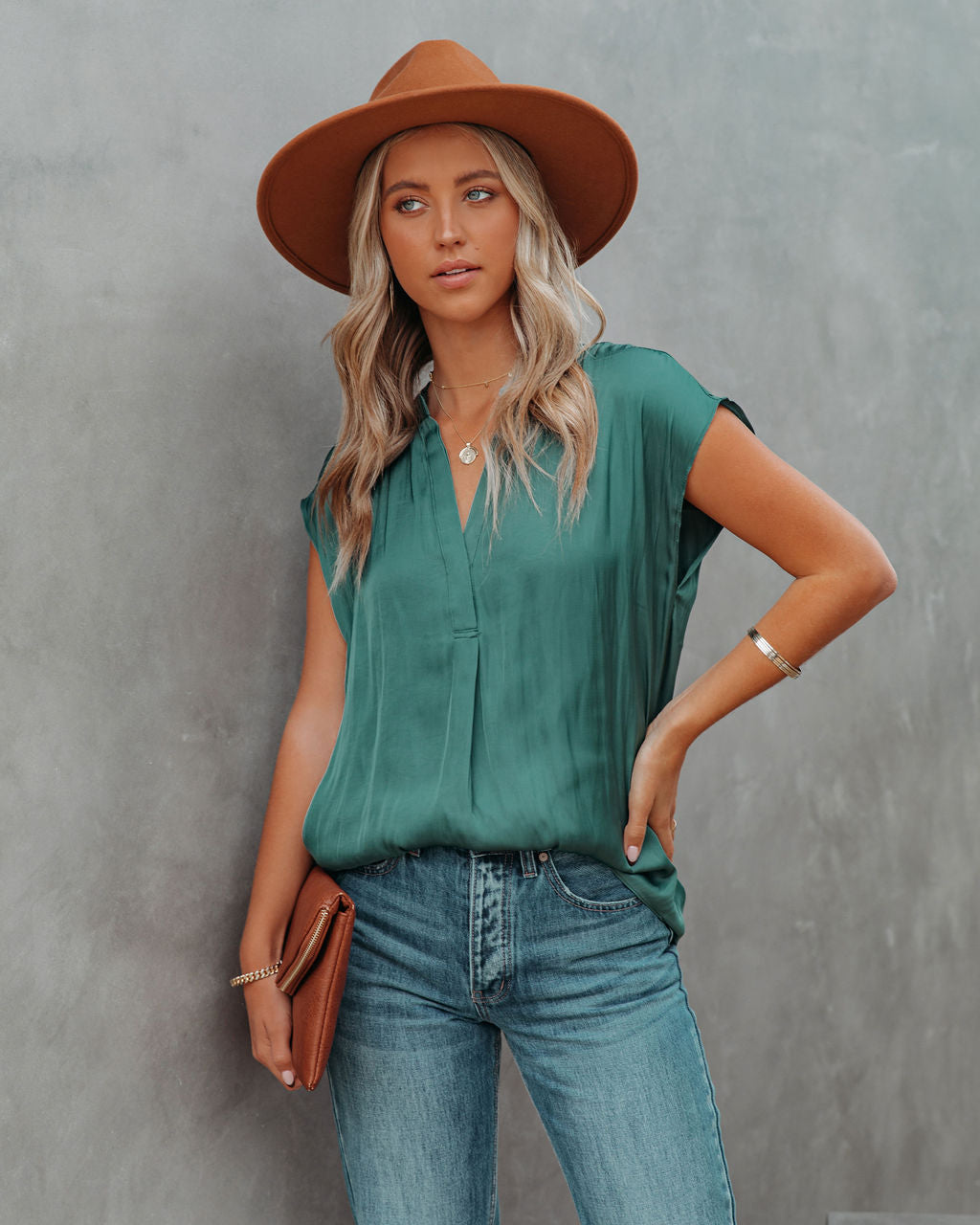 Girona Satin Blouse - Hunter Green Ins Street